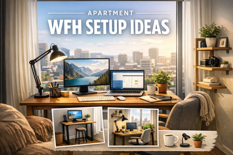 a desk with a computer and a monitor on it